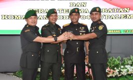 Danrem 044/Gapo Pimpin Acara Penyerahan Tugas Kasiops Kasrem 044/Gapo dan Serah Terima Jabatan Komandan Kodim 0418/Palembang